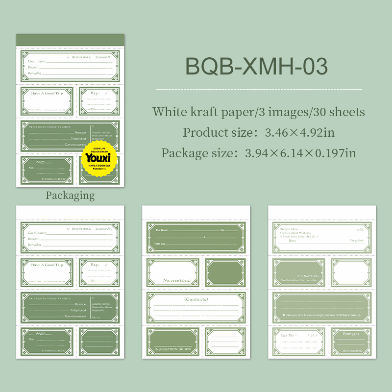 Material Paper - Little Beauty Series Vintage Border Label Memo Pad 