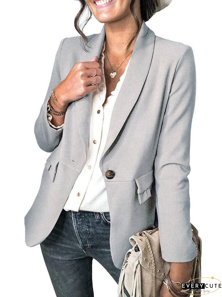 Solid Lapel Button Long Sleeve Blazers