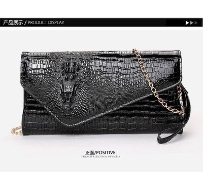 LUYO Fashion Crocodil Pu Leather Chain Women Messenger Shoulder Bags Flap Female Clutch Crossbody Bags For Women Day Clutches