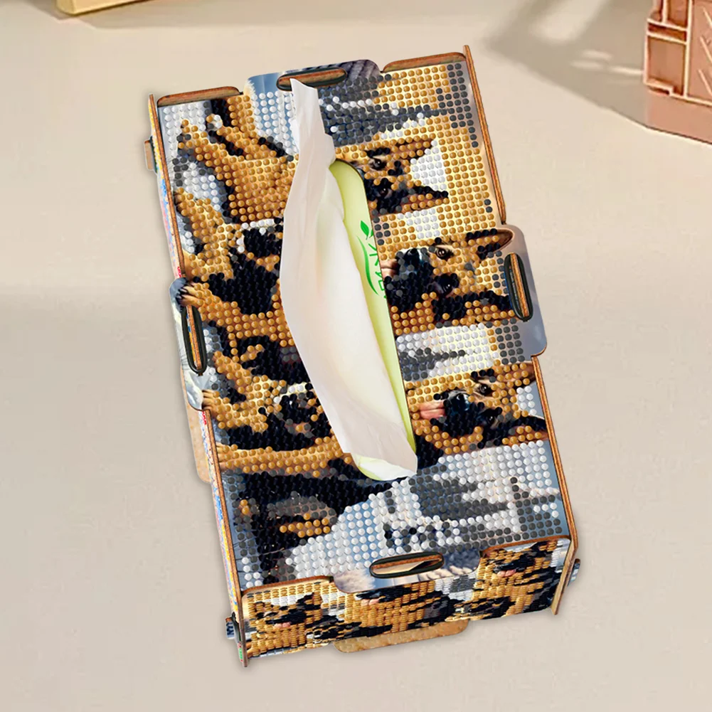 Diamond Painting Tissue Box Kits Decorative Rhinestone Craft Kit (Winter Hound)