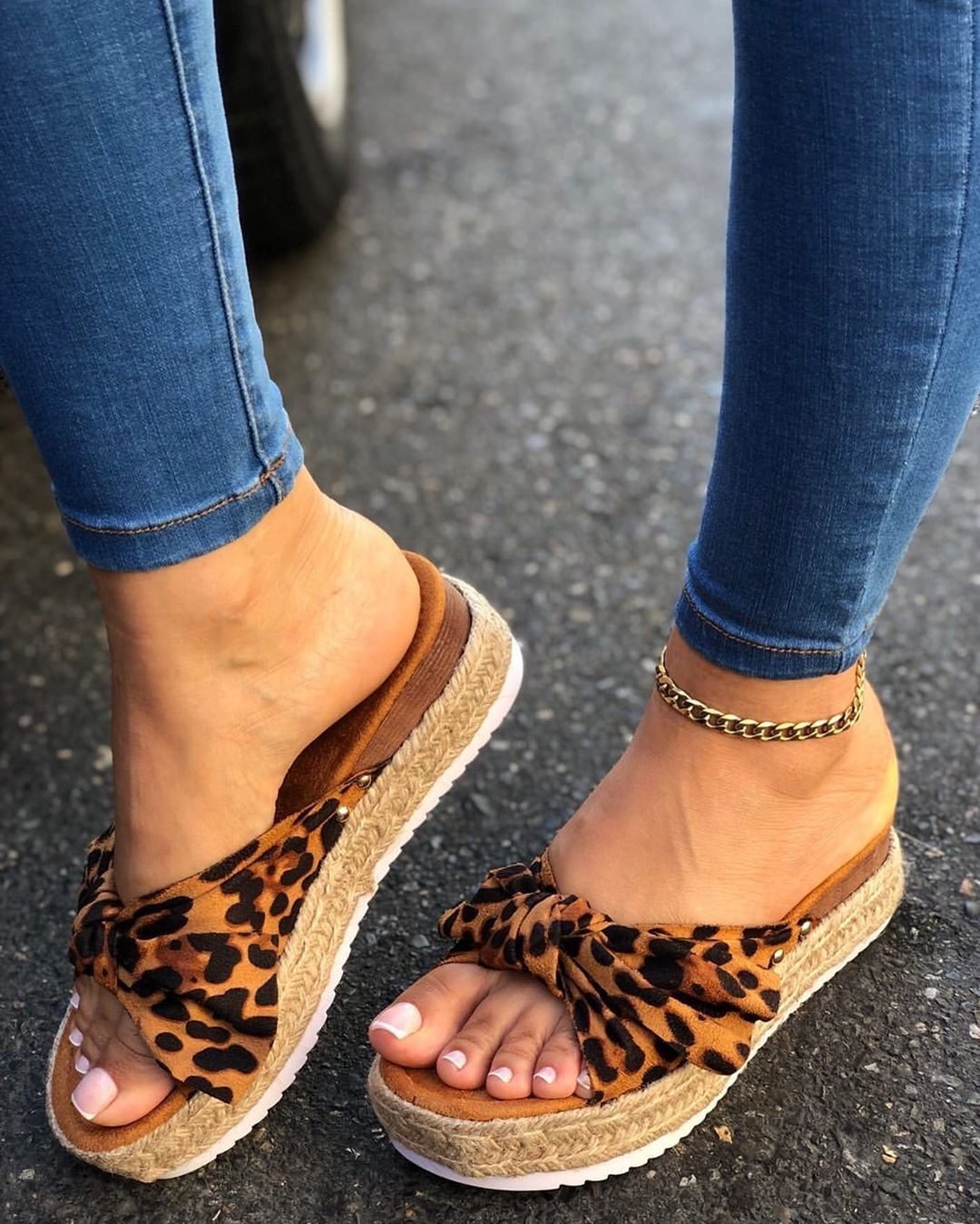 2020 Women Summer Sandals Mid Heels Pumps Plus Size Wedges Shoes Woman Sweet Bowties Slippers Sandalias Mujer Sapato Feminino
