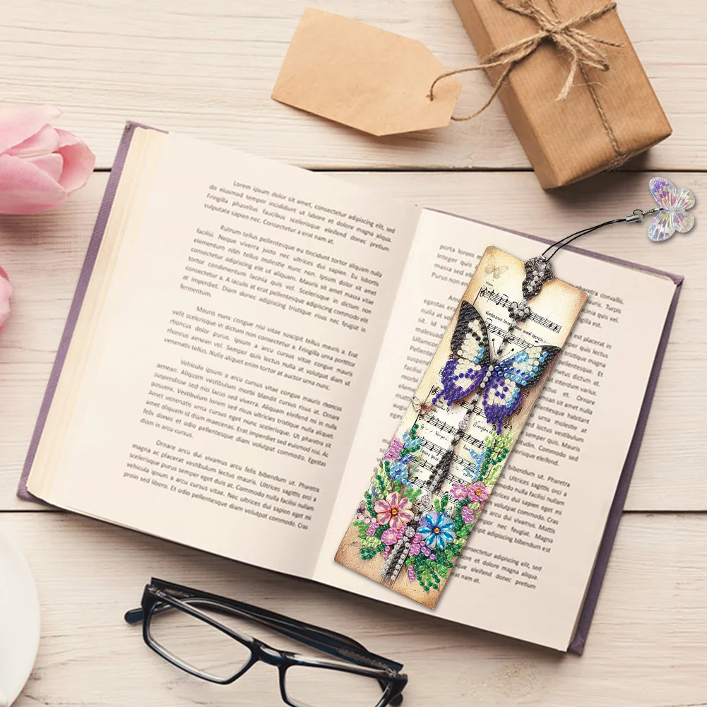 3Pcs DIY Butterfly Special Shape 5D Diamond Painting Bookmark for Book Lovers