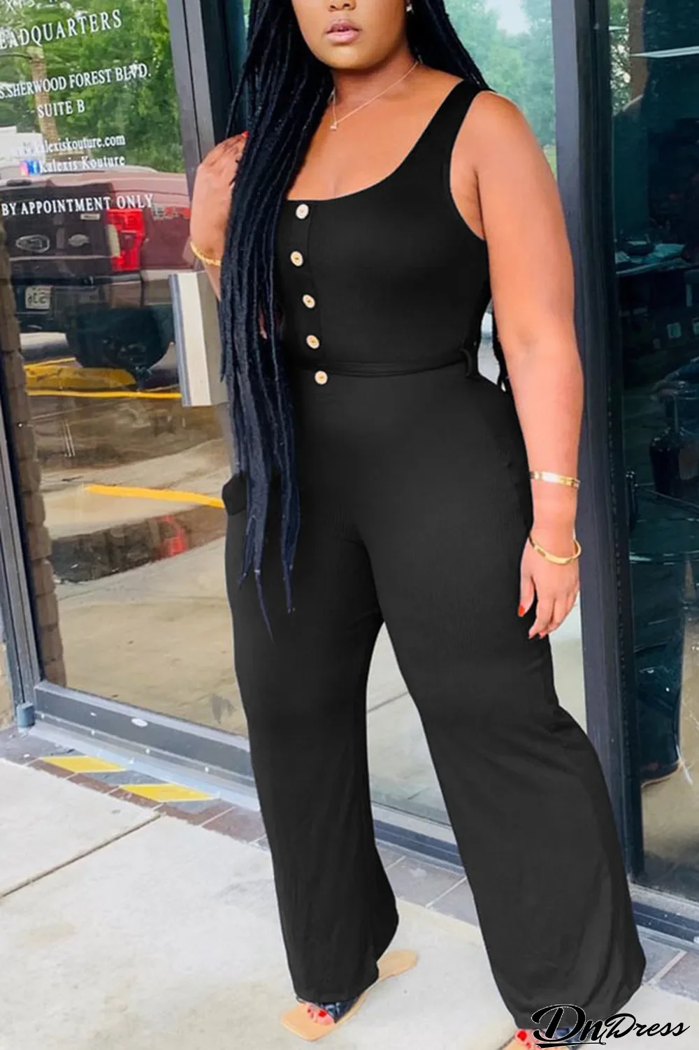 Black Fashion Sexy Solid Sleeveless O Neck Jumpsuits