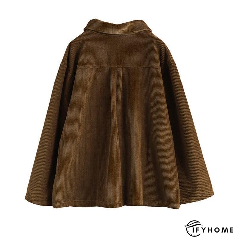 Women Plus Size Pocket Corduroy Coat | IFYHOME