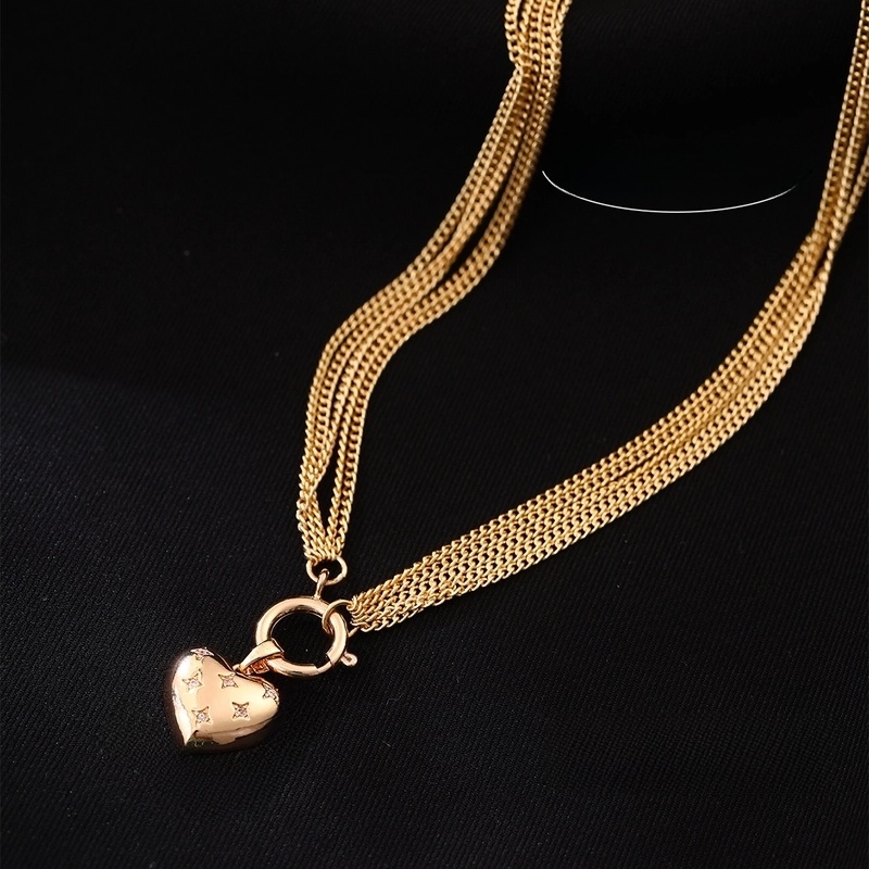 Exaggerated Punk Minimalist Heart Shape Copper Inlay Zircon Pendant Necklace