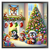 Christmas Penguins-11CT Stamped Cross Stitch 50*50cm/19.69*19.69in