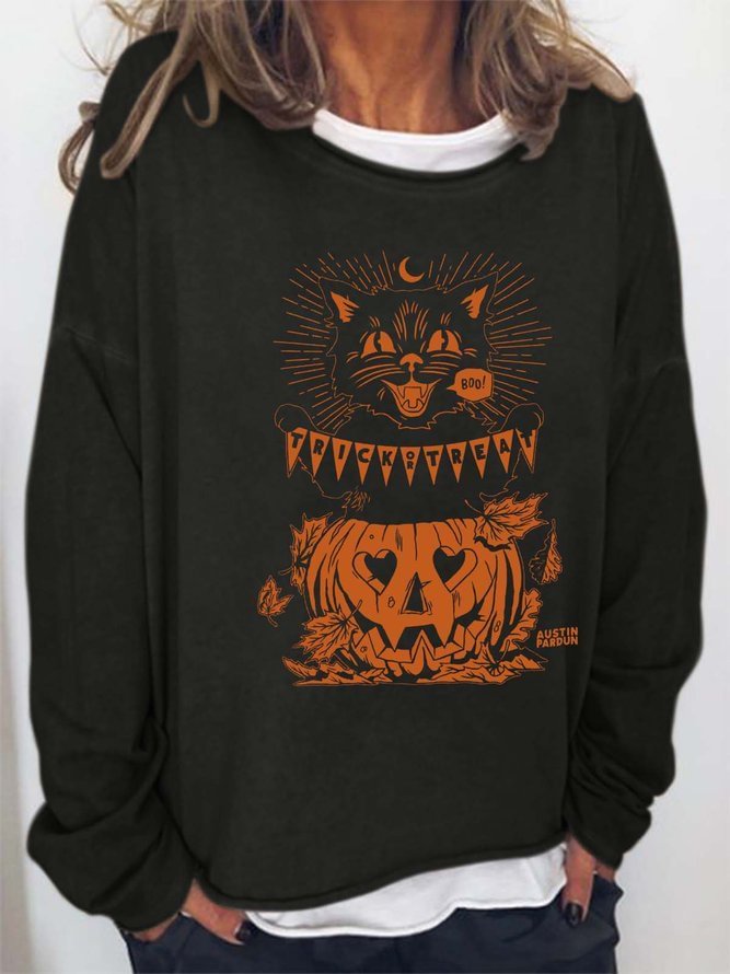 Trick Or Treat Printed Women's Sweatshirt