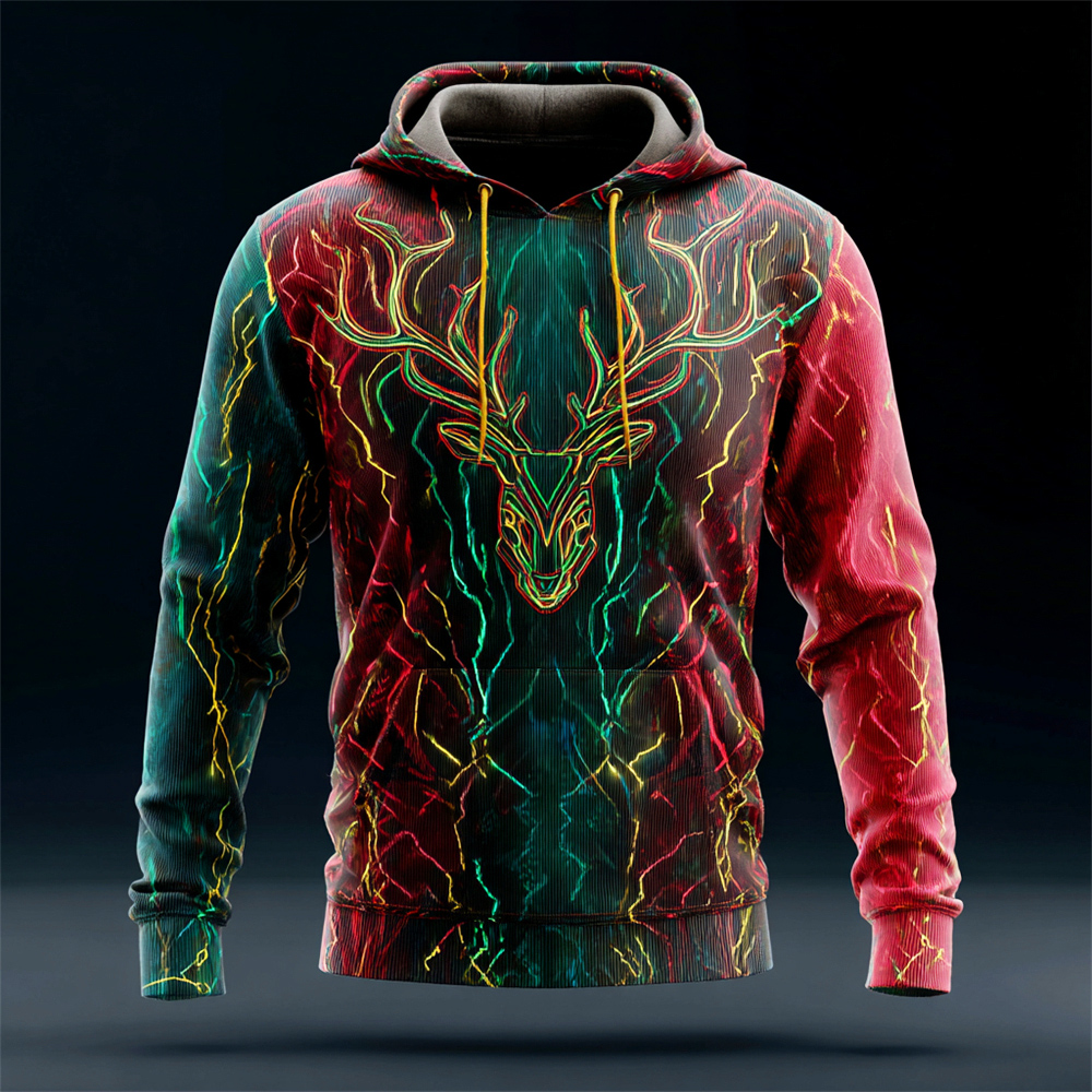 Magic Christmas Moose Art Men's Hooded Sweatshirt elevenforest