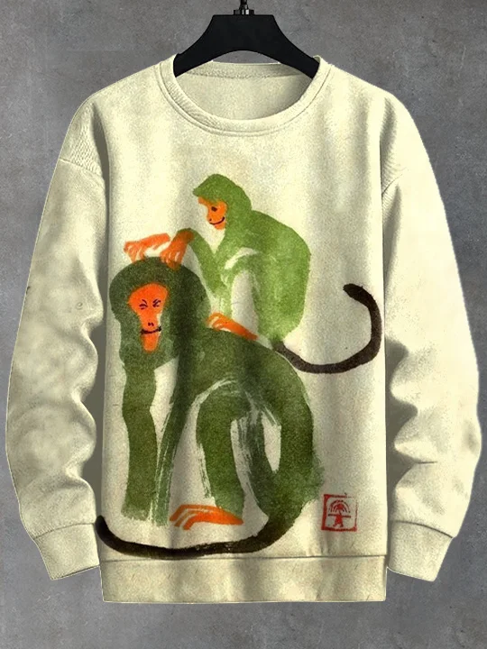 Men's Funny Monkey Art Print Casual Sweatshirt
