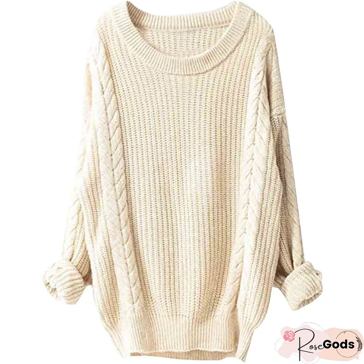 Big Collar Long Sleeve Hemp Pattern Pullover Sweater