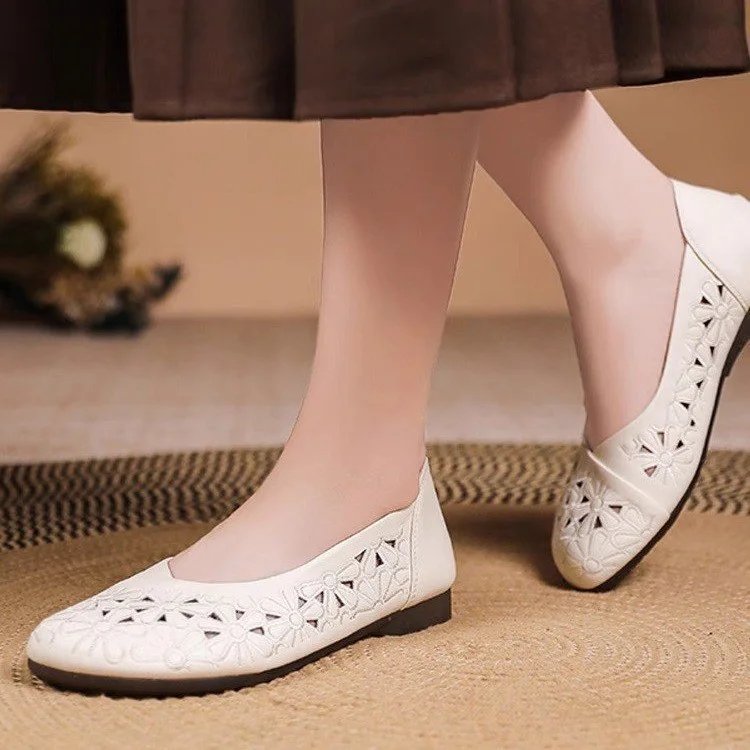 Hollow Square Block Heels with Round Toe for Comfort Radinnoo.com