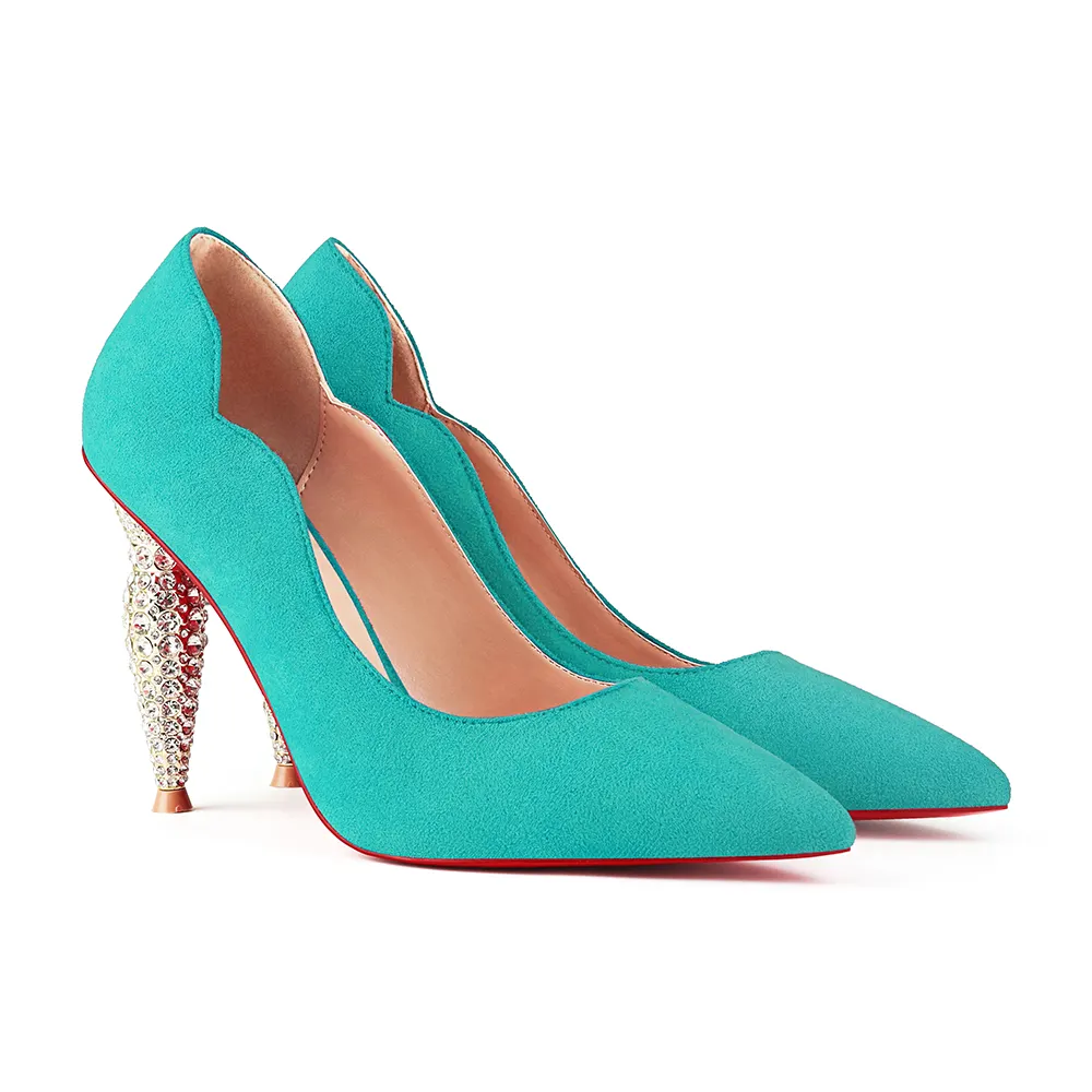 100mm Diamond Red bottom high heels Suede-vocosishoes