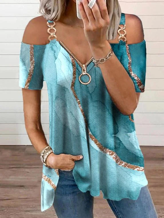 Women Half Sleeve V-neck Solid Color Dress