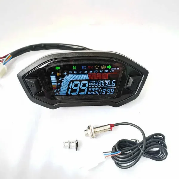 2023 Motorcycle LCD Universal Thermometer Adjustable Digital Display Speedometer Wearproof Motorbike Parts