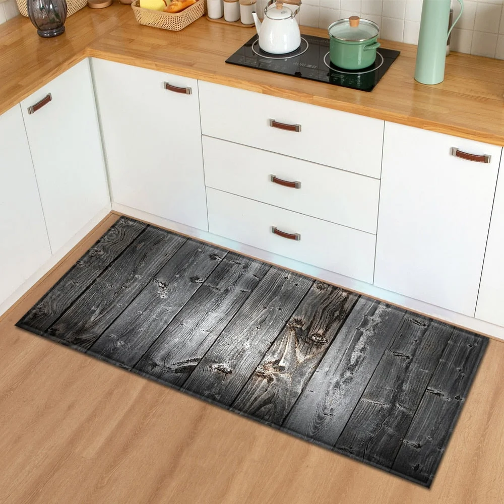 Modern Kitchen Mat  Bedroom Entrance Doormat Wood grain Home Hallway Floor Decoration Living Room Carpet Bathroom Anti-Slip Rug