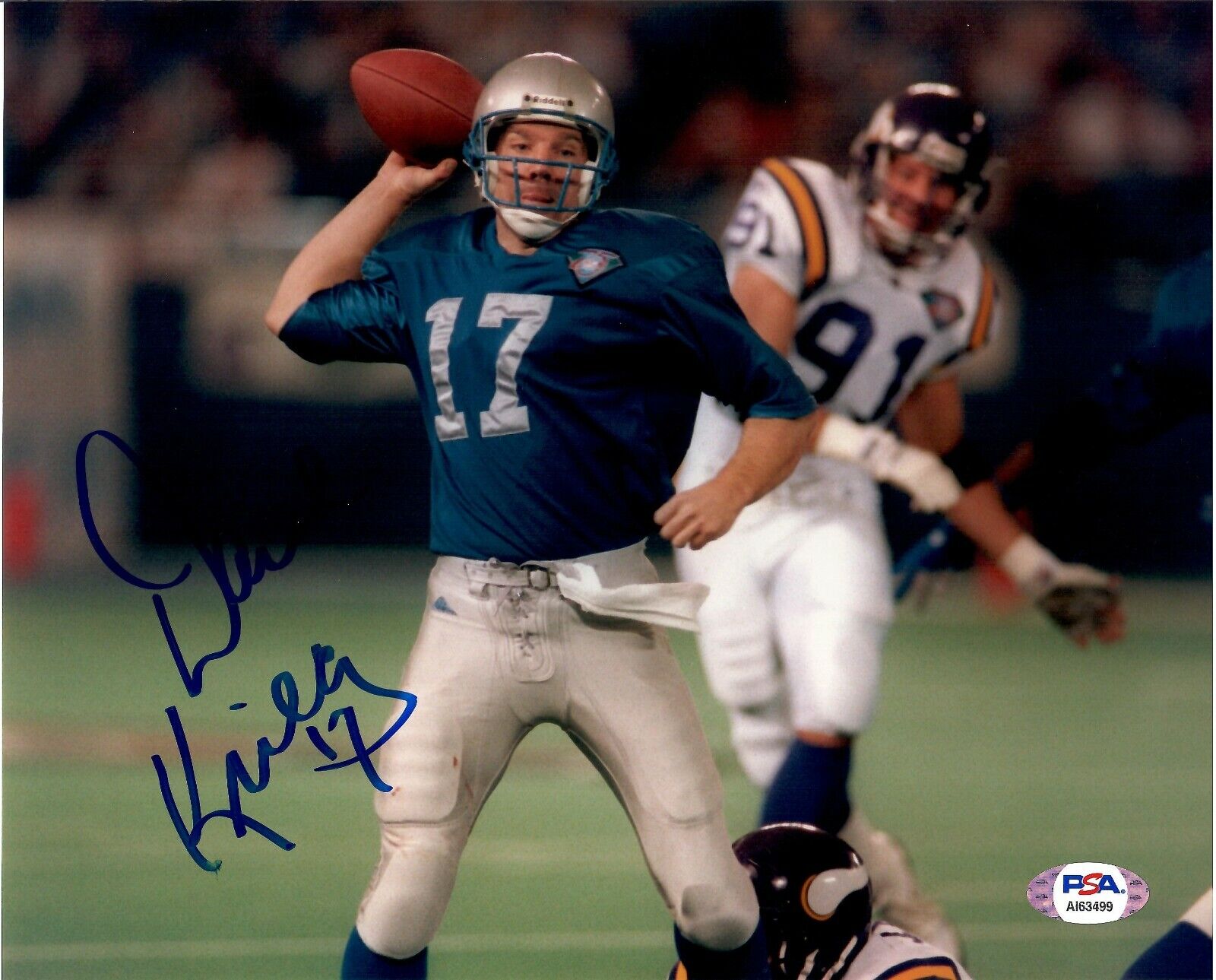 Dave Krieg autographed signed 8x10 Photo Poster painting NFL Detroit Lions PSA COA