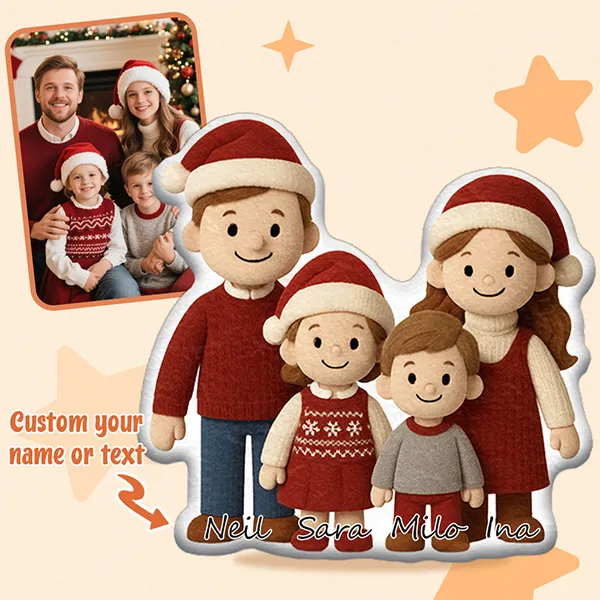Custom Cartoon Doll Pillow &ndash; Personalized Doll That Looks Like You | Mini Me Pillow with Face & Name For Couple For Family For Kids
