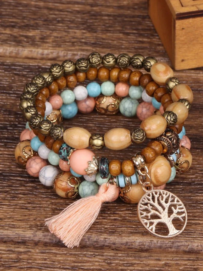 Women's Bohemian Multilayer Wood Bead Bracelet