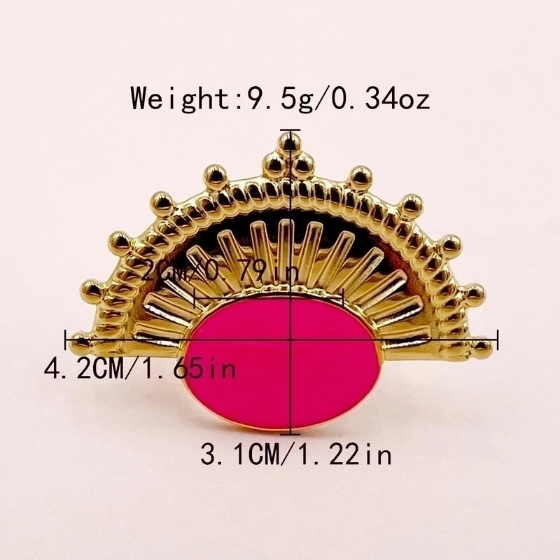 304 Stainless Steel 14K Gold Plated Minimalist Roman Style Enamel Plating Sector Oval Open Rings