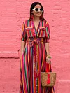 Bohemia Striped Shirt Maxi Dress