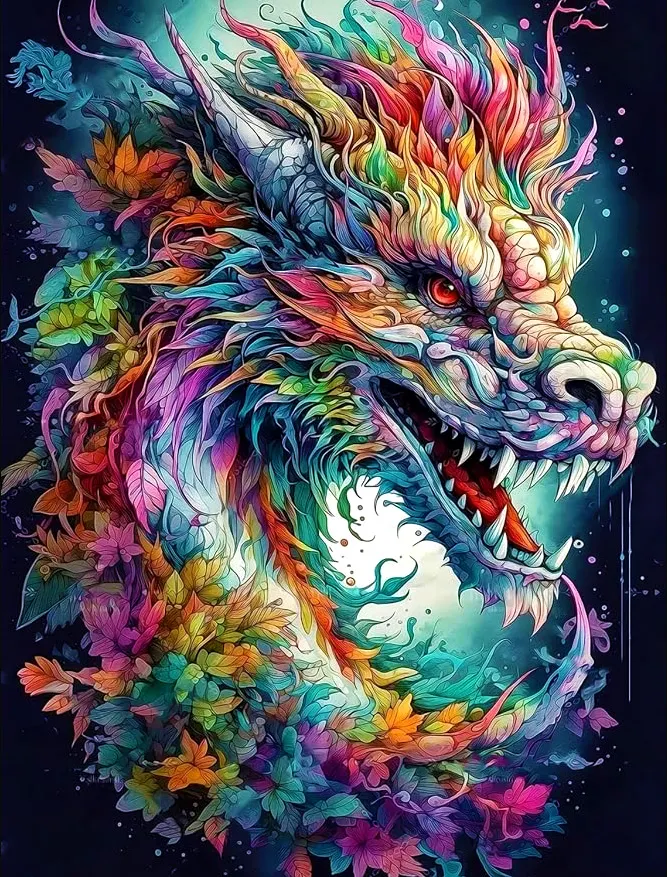 AB luxurious polyester cloth diamond Painting Kits | dragon