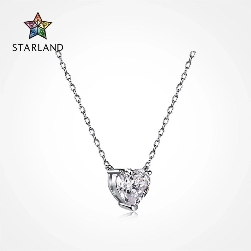 925 Sterling Silver Zircon Inlay Heart Shape Pendant Necklace