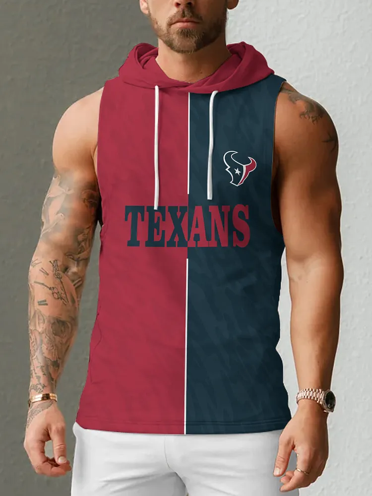 Houston Texans Men's  Casual Comfy Sleeveless Hooded Tank Top