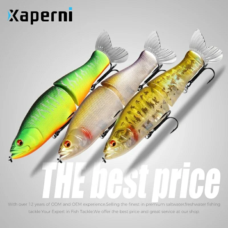 Xaperni 3pcs per set Best price Fishing Lures 135mm 1oz Jointed minnow Wobblers ABS Body with Soft Tail SwimBaits soft lure