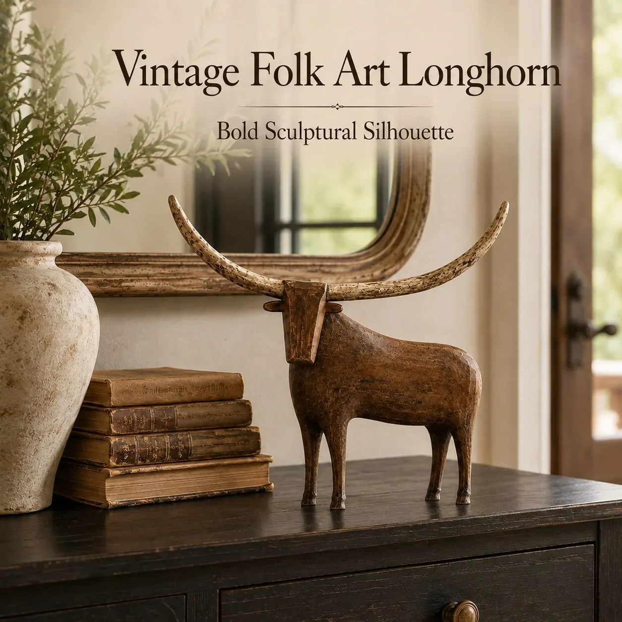Longhorn bull sculpture silhouette