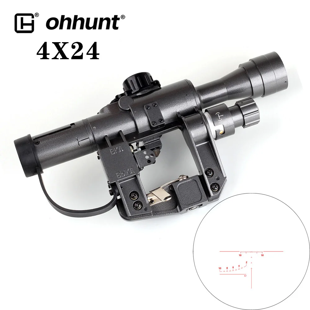 ohhunt® SVD 4x24 Illuminated PSO-1 Type Reticle Scope for Dragonov SVD Sniper Rifle Series AK RifleScope