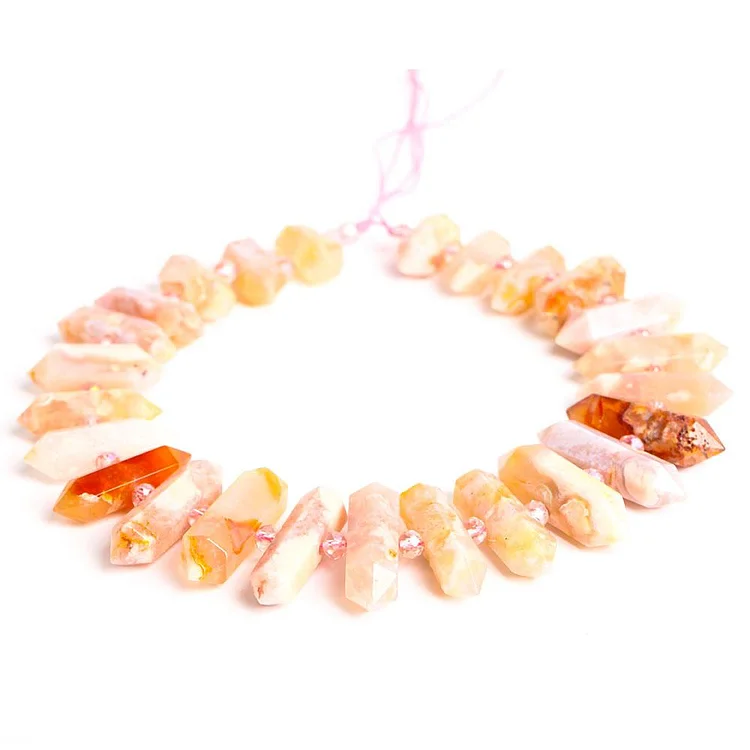 Flower Agate Crystal Point Chain String for DIY