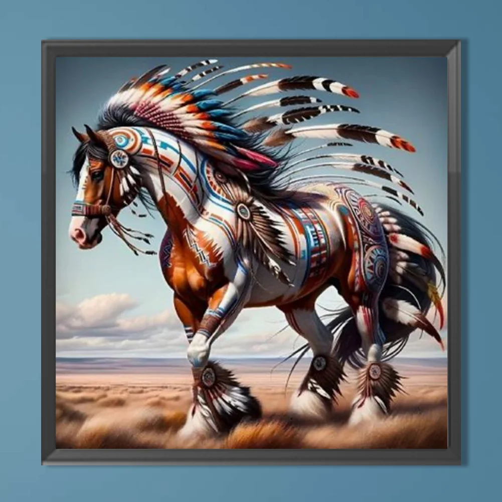 Diamond Painting - Full Round Drill - Indian Horse(Canvas|40*40cm)