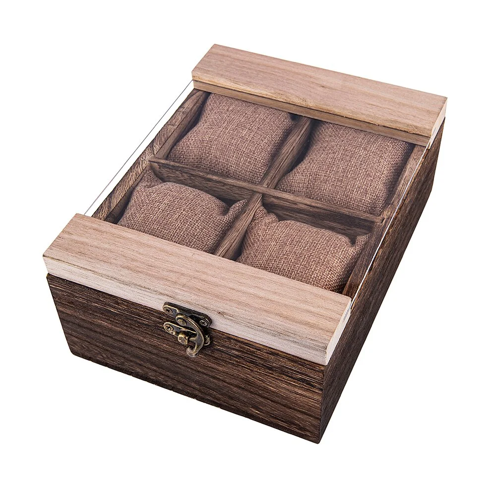 Wooden Watches Display Box organizer Watch Display Holder Cases 4 Slots Gift Boxes Jewelry Cases with Removable Watch Pillow