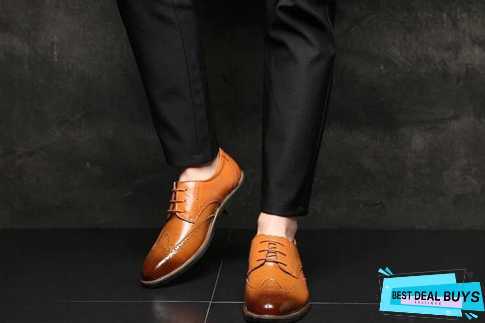 Men Fashion Flat Casual Shoes Leather Oxfords Shoes