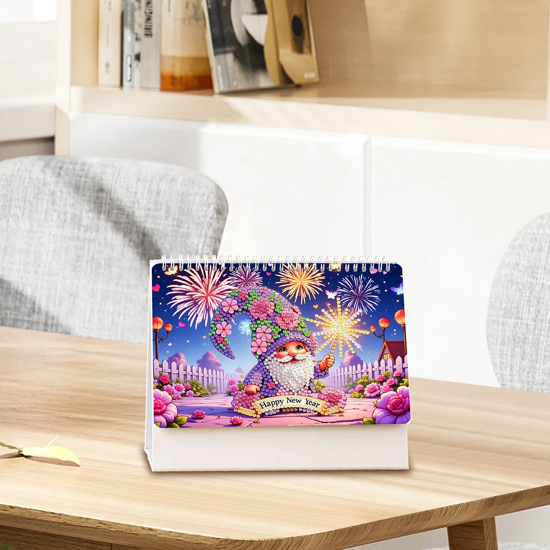 Goblin 2027 DIY Paper Diamond Painting Calendar Set Special Shaped Drill Monthly Flip Tabletop Calendar Kit Handmade for Adults Beginners Gift Home Office Decor