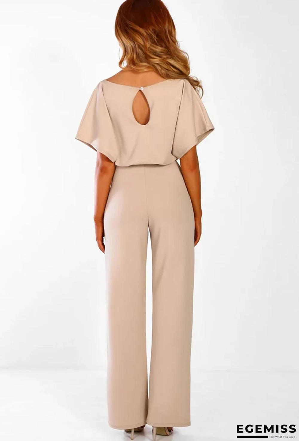 Button Lace-up Short-sleeved Jumpsuit | EGEMISS