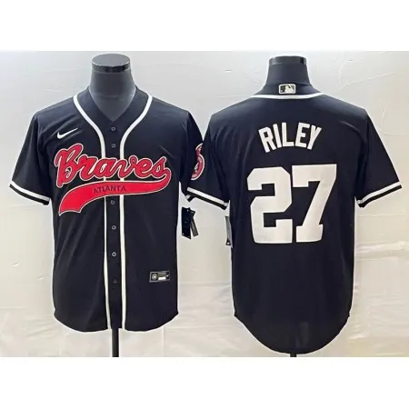 Men's Atlanta Braves #27 Austin Riley Black Cool Base Stitched Baseball Jersey 6HT1