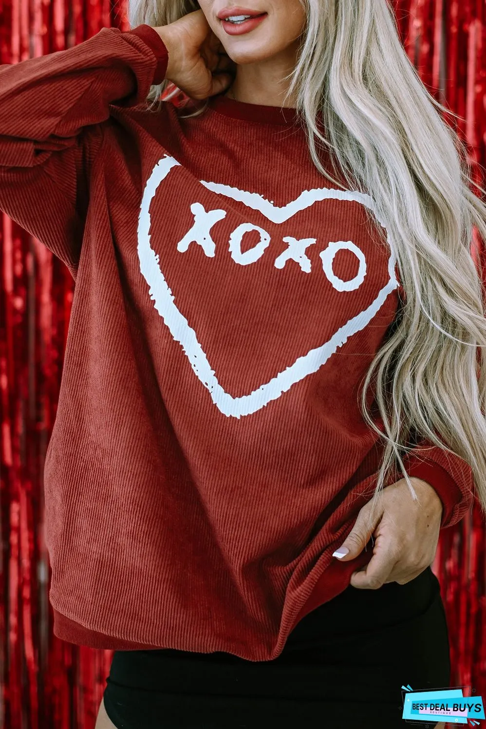 XOXO Heart Graphic Corded Sweatshirt