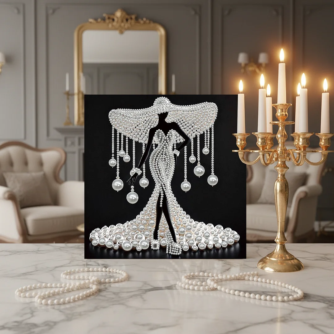 Elegant Lady - DIY Pearl Diamond Art Kit With Frame 30*30cm