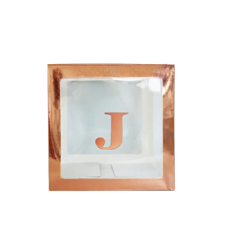 Rose Gold Transparent Letter A-Z Box Custom Baby Name Balloon Baby Shower Box Girl First 1st Birthday Party Decor Kids Babyshowe