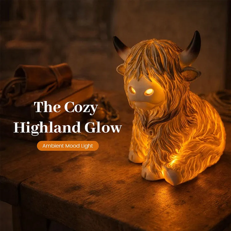 💎 50% RABATT! 💎 Hochlandrinder-Lampe &ndash; Handgefertigtes Nachtlicht mit Warmton & Rustikalem Highland-Charme (10 cm / 20 cm) 🐮🕯️