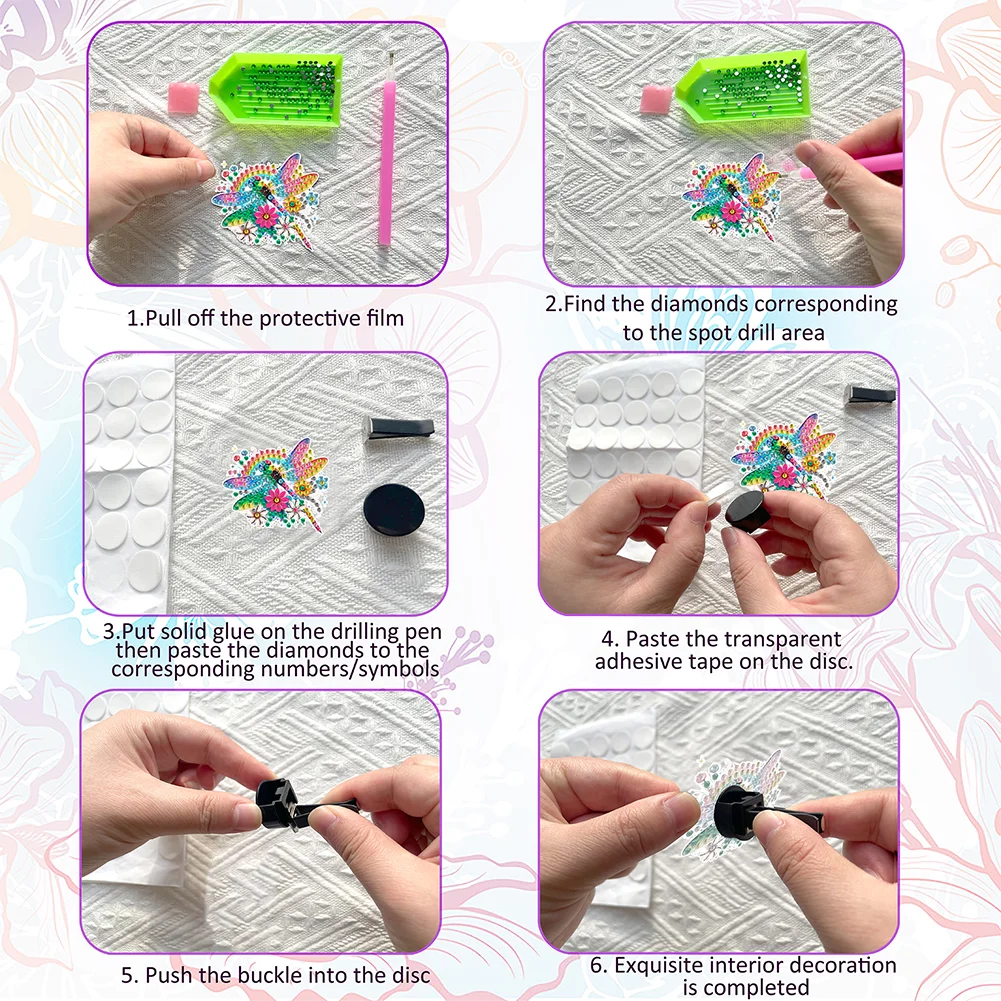 6Pcs Dragonfly Diamond Painting Car Air Vent Clips Car Decor for Women Girls