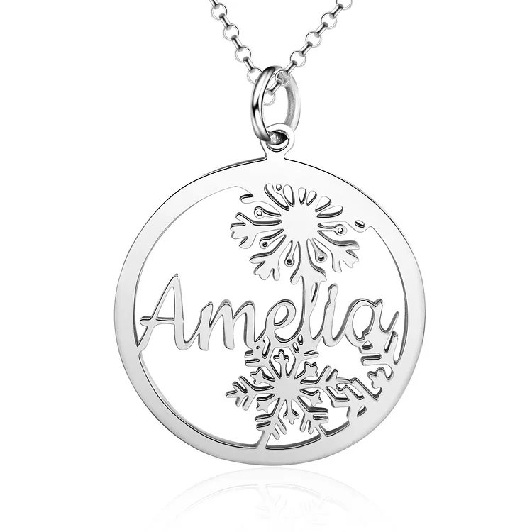 Personalized Name Necklace With Snowflake Custom Name Necklace Name Pendant