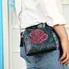 Diy Rose Special Shaped Diamond Painting Women Leather Chain Crossbody Bags