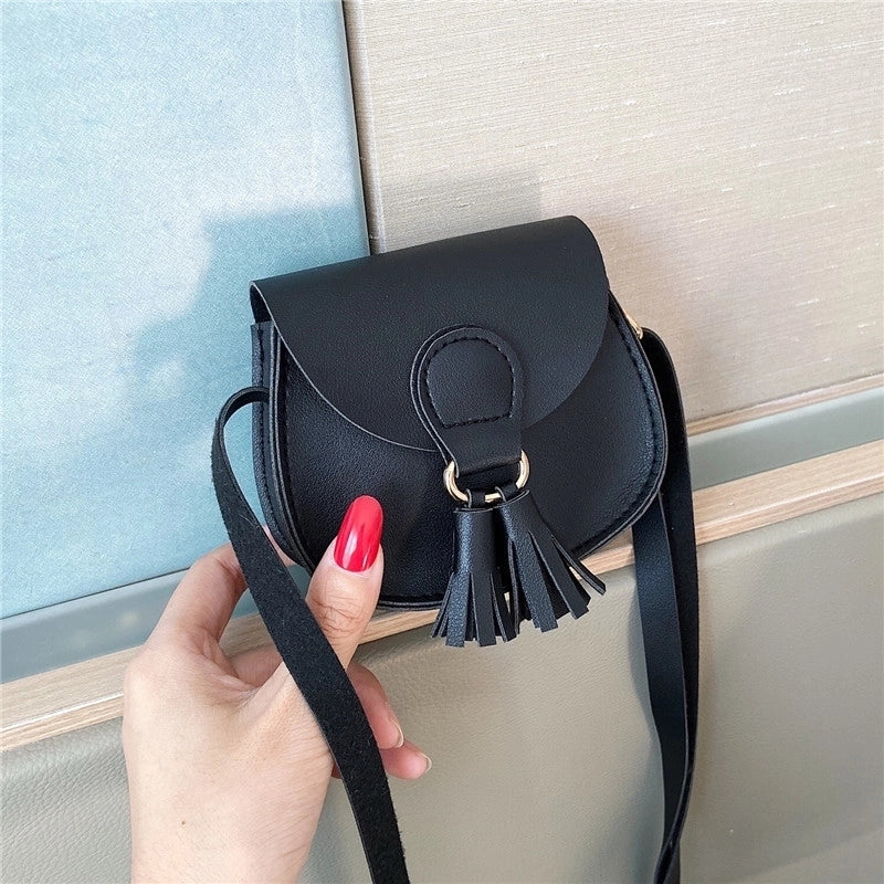 Women’s Mini Pu Leather Solid Color Fashion Round Magnetic Buckle Crossbody Bag