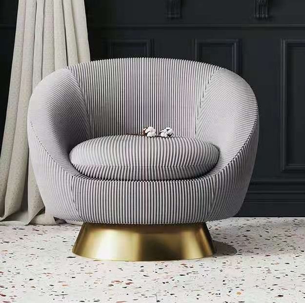 Homemys Striped fabric modern metal base lounge chair
