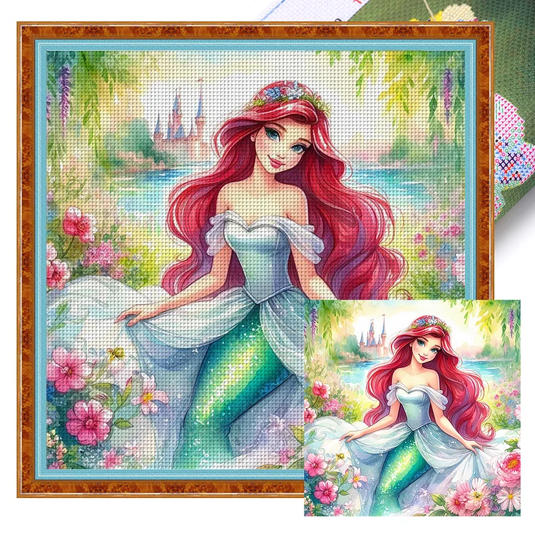 Disney-Princess Ariel (35*35cm) 18CT Stamped Cross Stitch gbfke