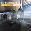 Dual Head Car Fan for Backseat 3 Speed Separate Control USB Air Circulation Fan 360 Degree Rotatable for Sedan SUV RV Truck Vehicle