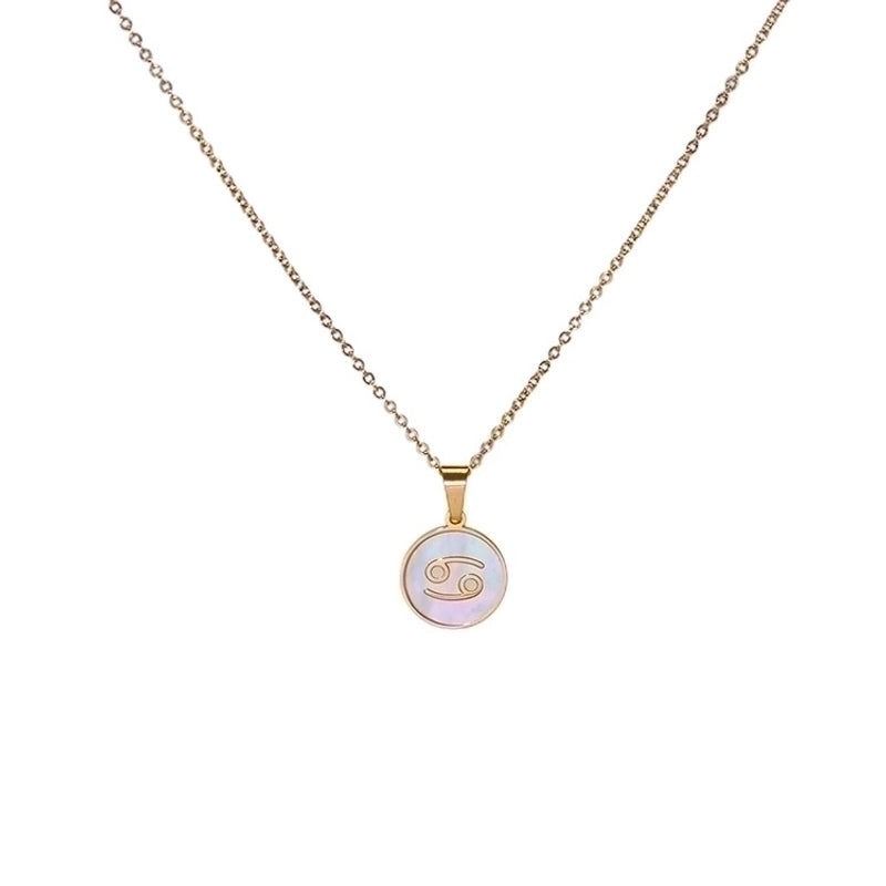 Stainless Steel 18K Gold Plated Basic Plating Constellation Shell Pendant Necklace