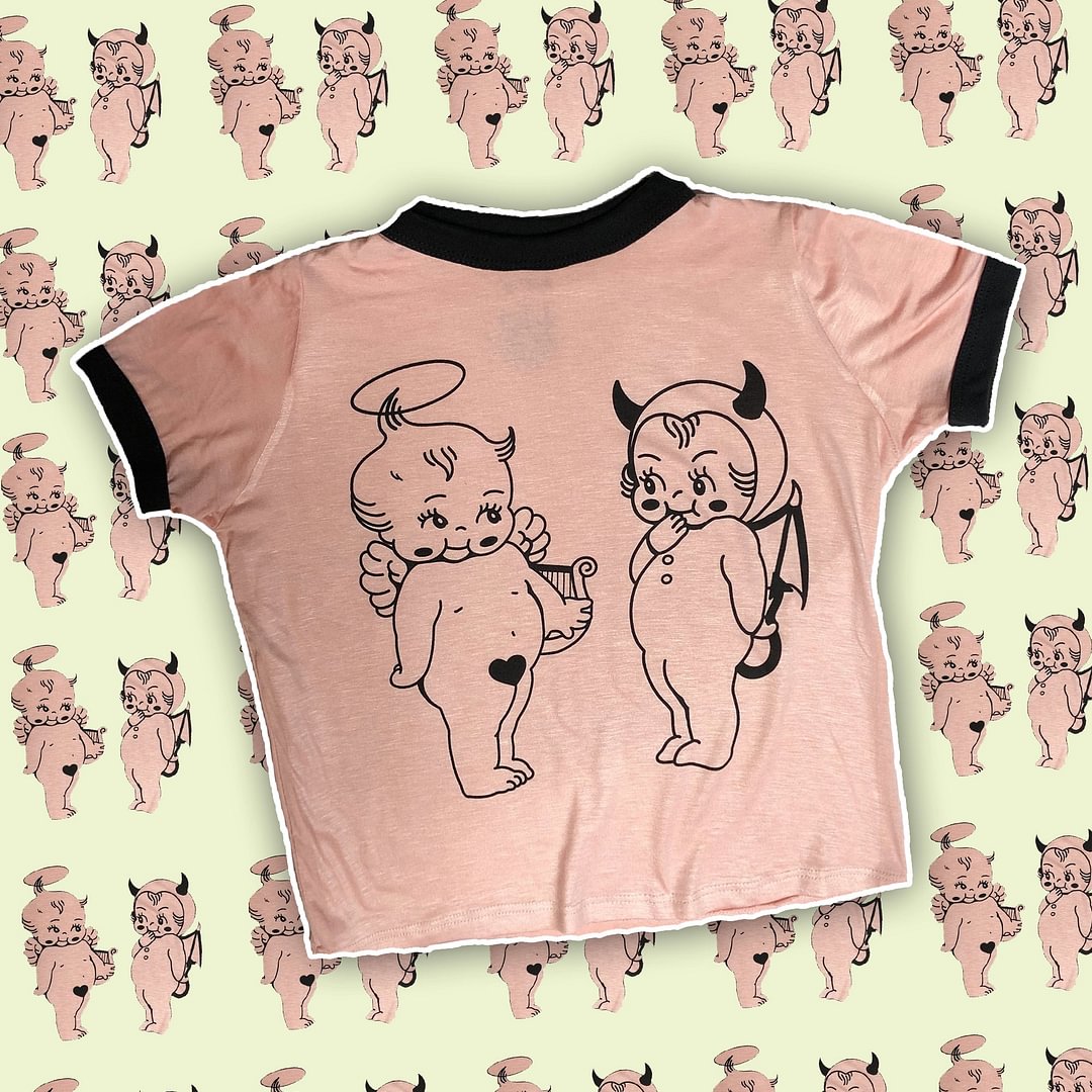 Angel Devil Cupids Ringer Tee